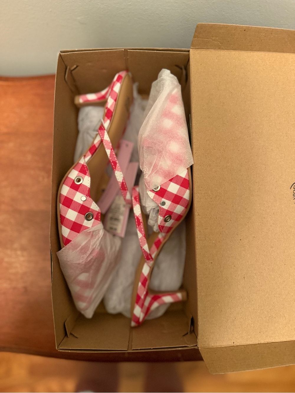 NWT Wild Fable Red Gingham Slingback Kitten Heels - Picture 9 of 10